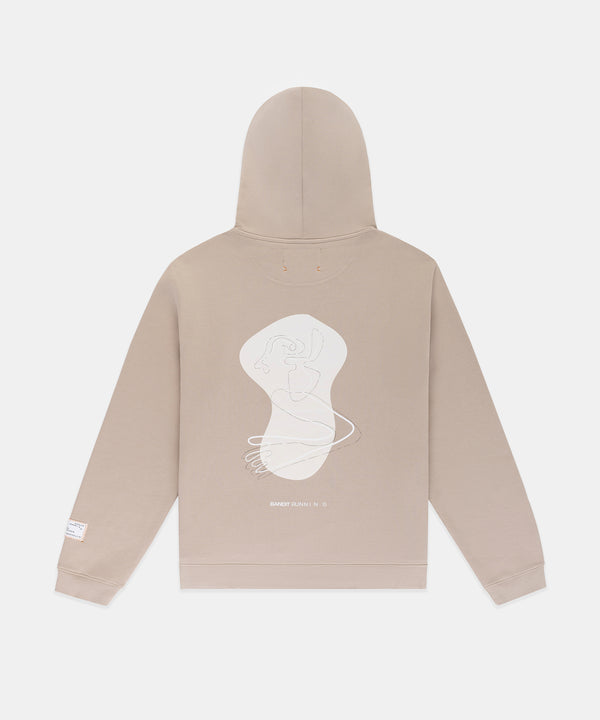 The Cotton Fleece Abstract Thinker Hoodie - Unisex, Stone