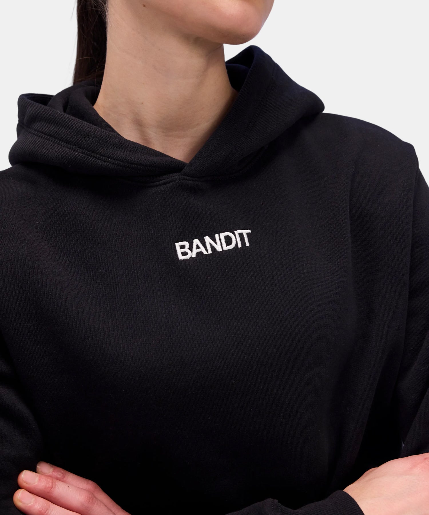 Women's Stitch Logo Cropped Hoodie - Black