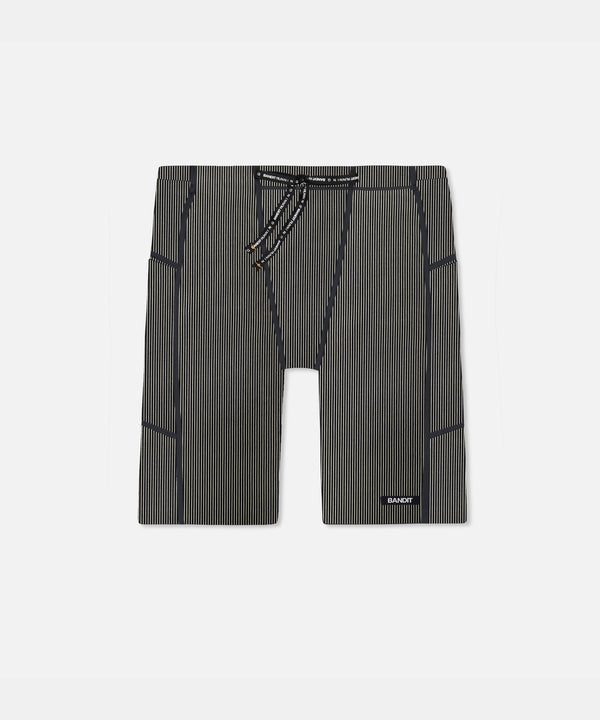 Striped Cadence™ 7 Pocket Half Tights - Black with Chalk
