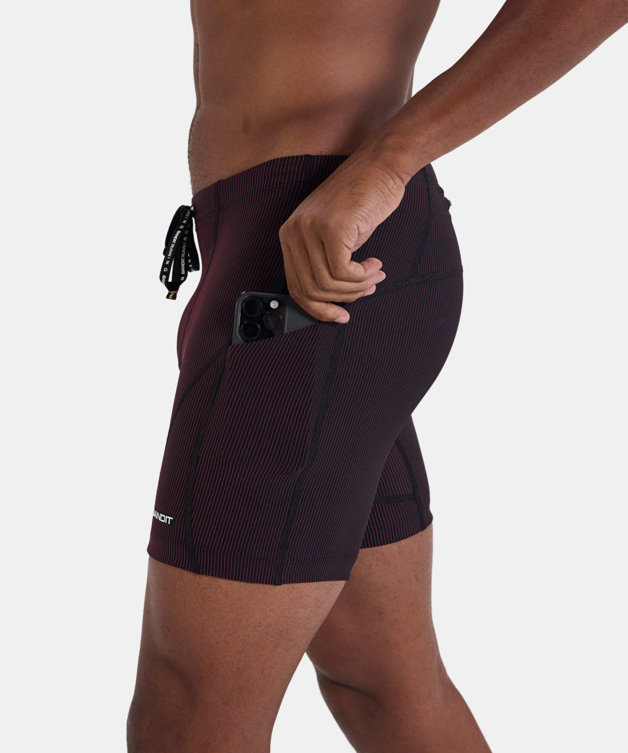 Striped Cadence™ 7 Pocket Quarter Tights - Black / Fig