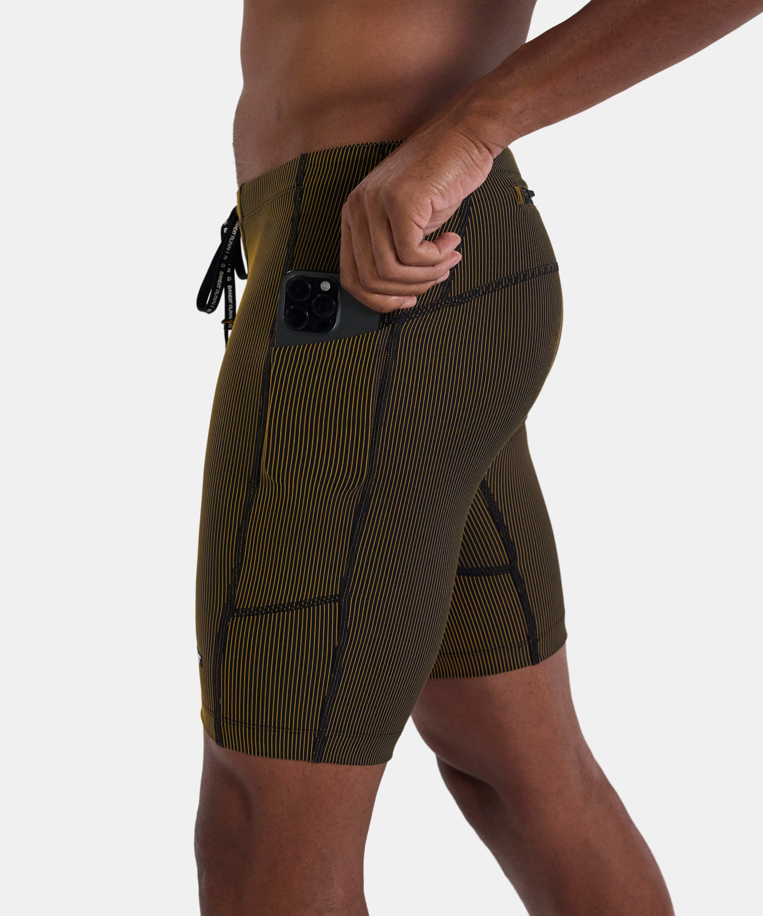 Striped Cadence™ 7 Pocket Half Tights - Black / Dijon