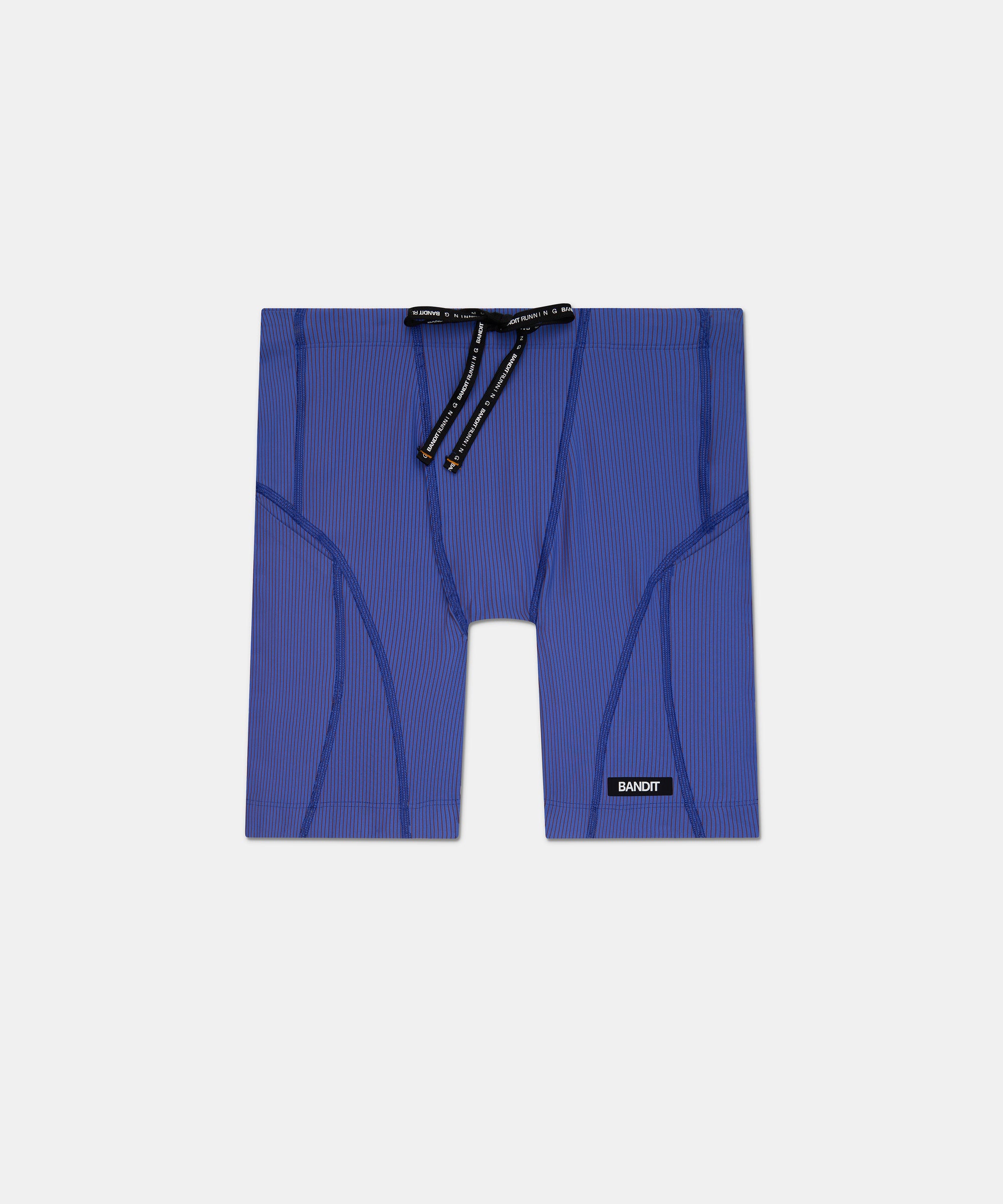 Striped Cadence™ 7 Pocket Quarter Tights - Deep Peri Blue with Rust