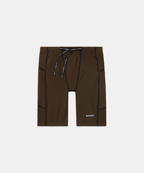 Striped Cadence™ 7 Pocket Half Tights - Black / Dijon