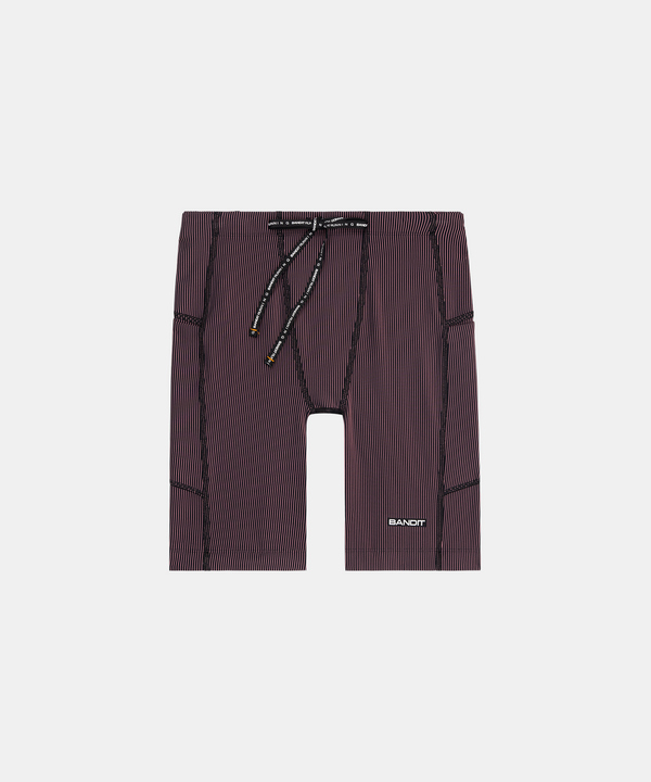Striped Cadence™ 7 Pocket Half Tights - Black / Mauve