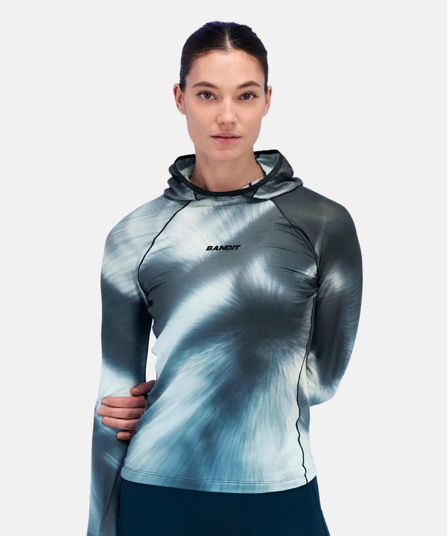 Women's AuraGrid™ Hooded Performance Top - Storm Multi