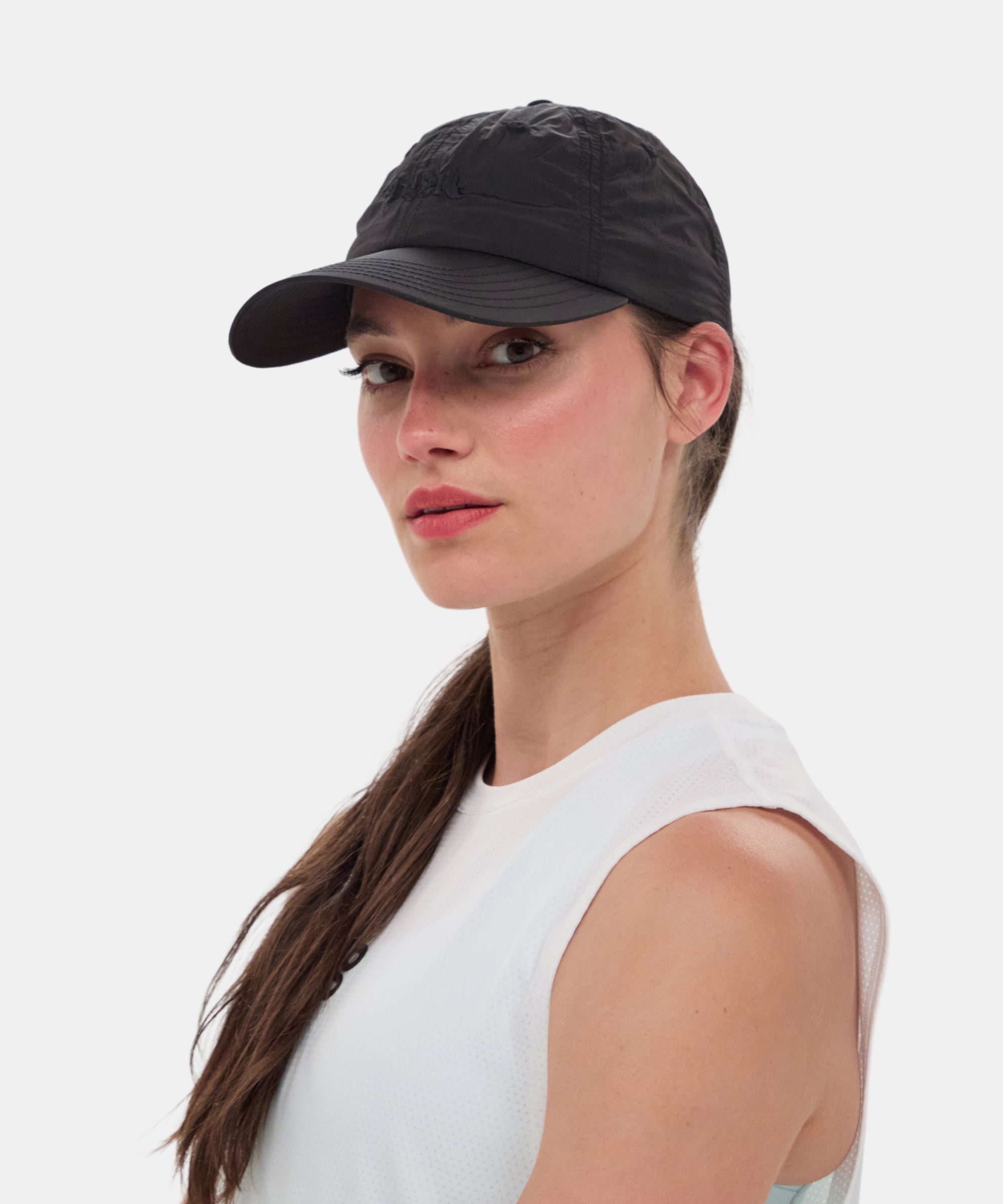 Embroidered Bandit Nylon Dad Hat - Black
