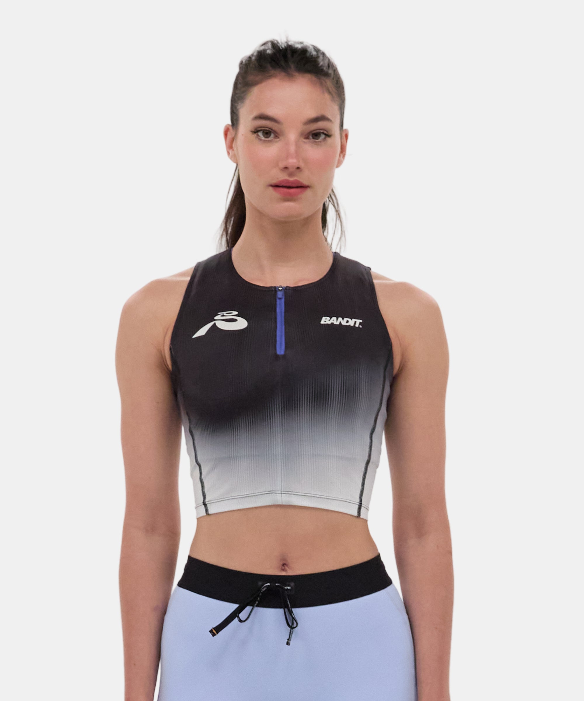Ares™ Zip Front Race Crop - Black Gradient