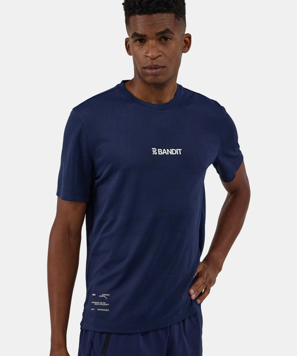 Bandit Cheque Jacquard Short Sleeve Tee - NY Navy
