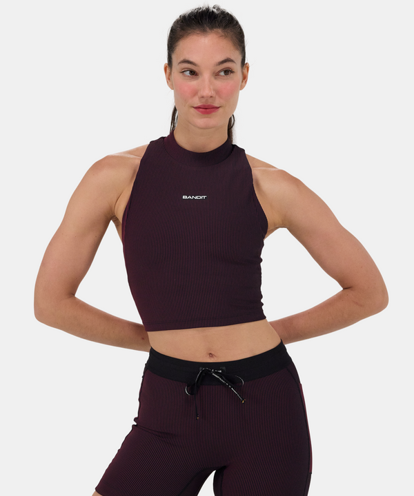 Striped Cadence™ Vaso Race Crop - Black / Fig
