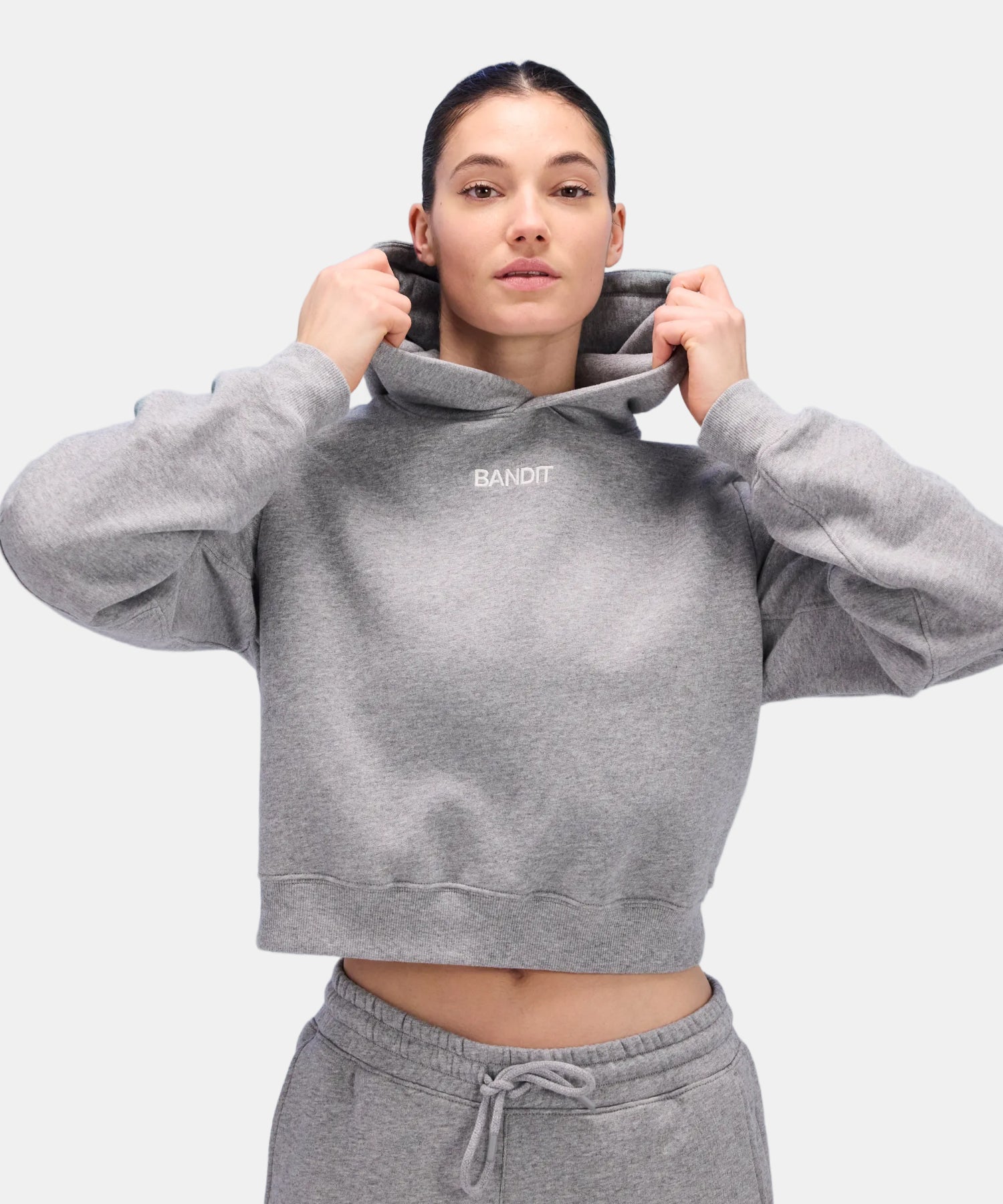 Women's Stitch Logo Cropped Hoodie - Heather Grey