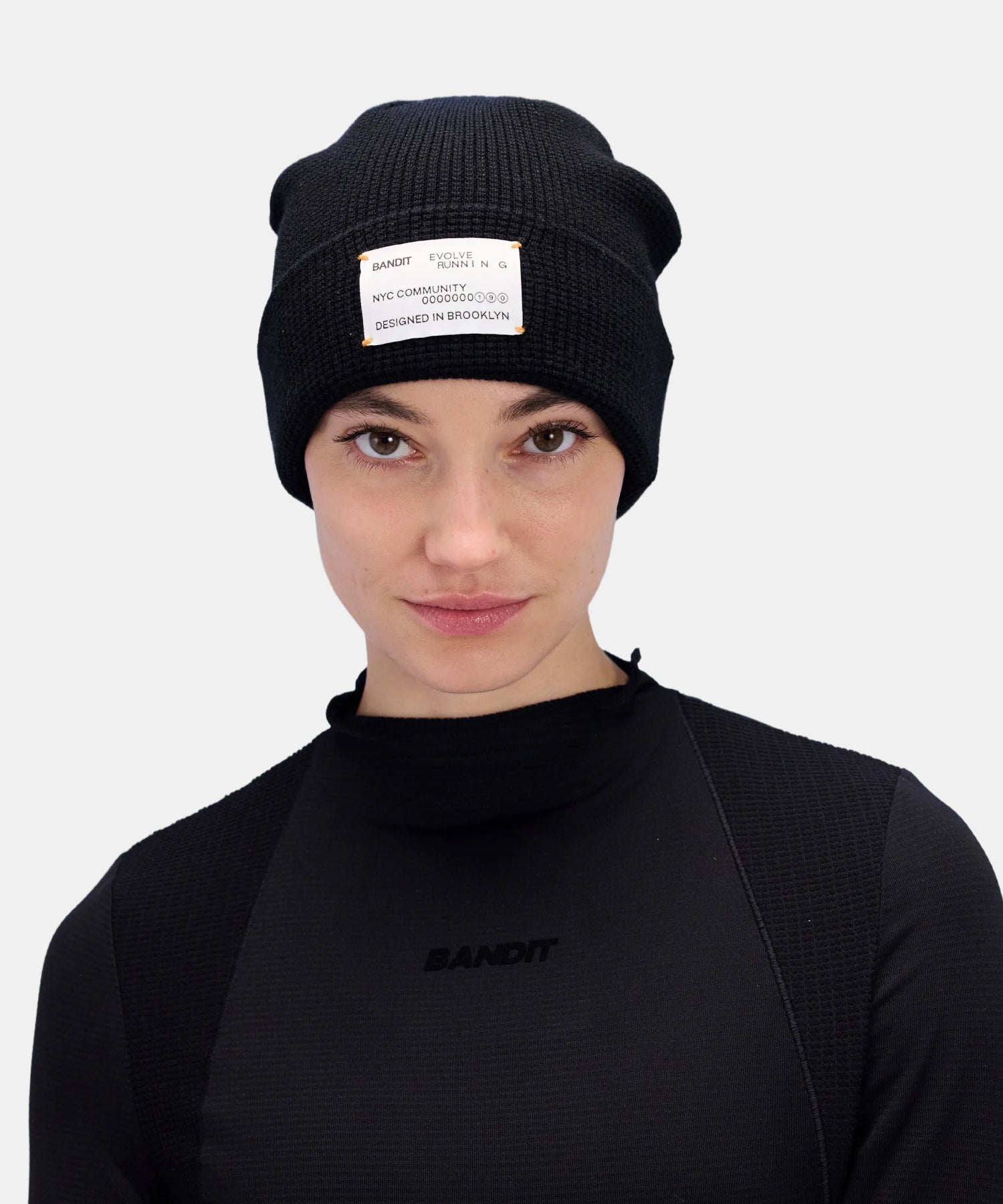 Waffle Patch Beanie - Black