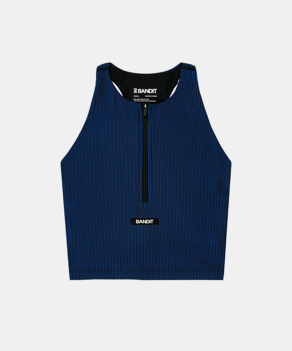 Women's Striped Cadence™ Zip Front T-Back Race Crop - Black / Bauhaus Blue