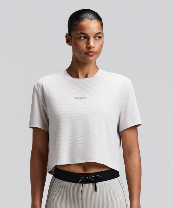 Women's Micromesh™ Cropped Run Tee - Plaster