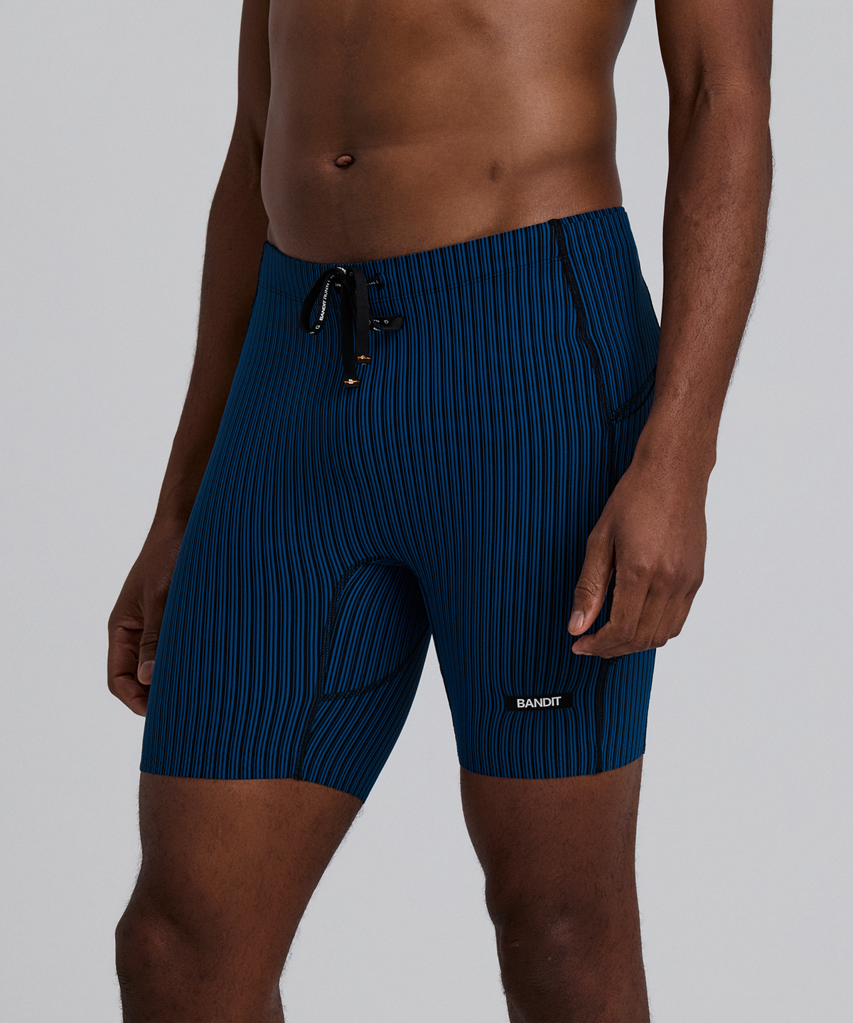Men's Striped Cadence™ 7 Pocket Lined Quarter Tights - Ink Blue / Black