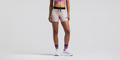 Thumbnail of Women's Striped Cadence™ 5" Compression Shorts - Plaster / Orchid