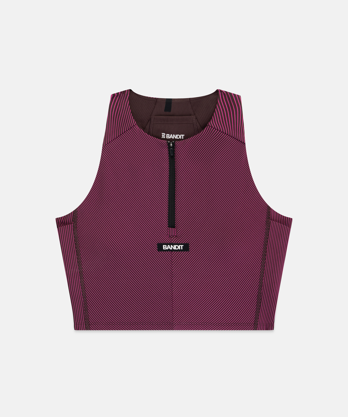 Women's Striped Cadence™ Zip Front Race Crop - Espresso / Azalea