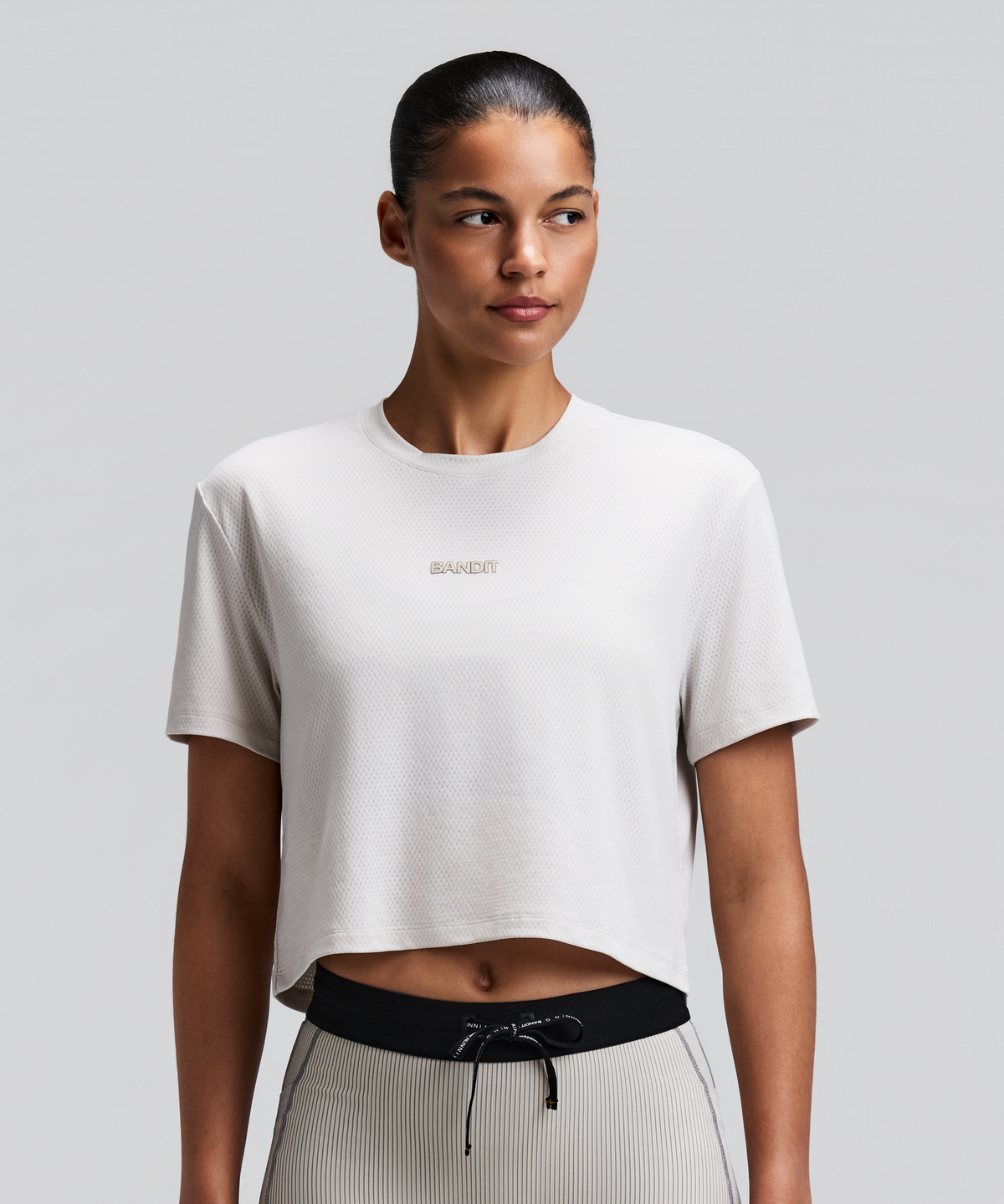 Women's Micromesh™ Cropped Run Tee - Plaster