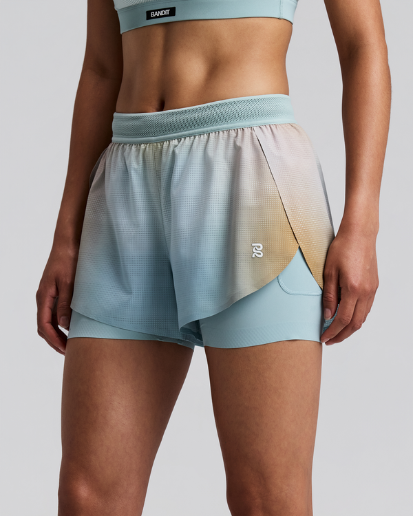Women's CoolGrid™ 2-in-1 Run Shorts - Lagoon Multi