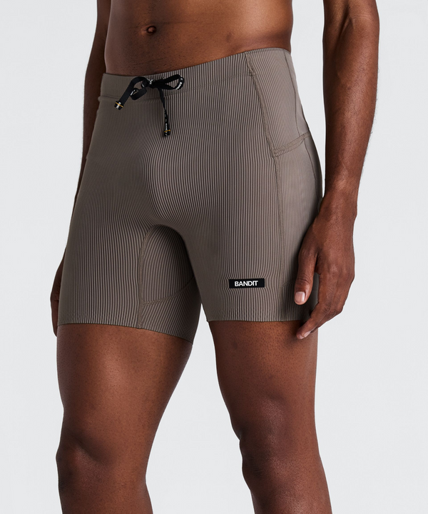 Men's Striped Cadence™ Quarter Tights - Concrete Taupe / Cocoa