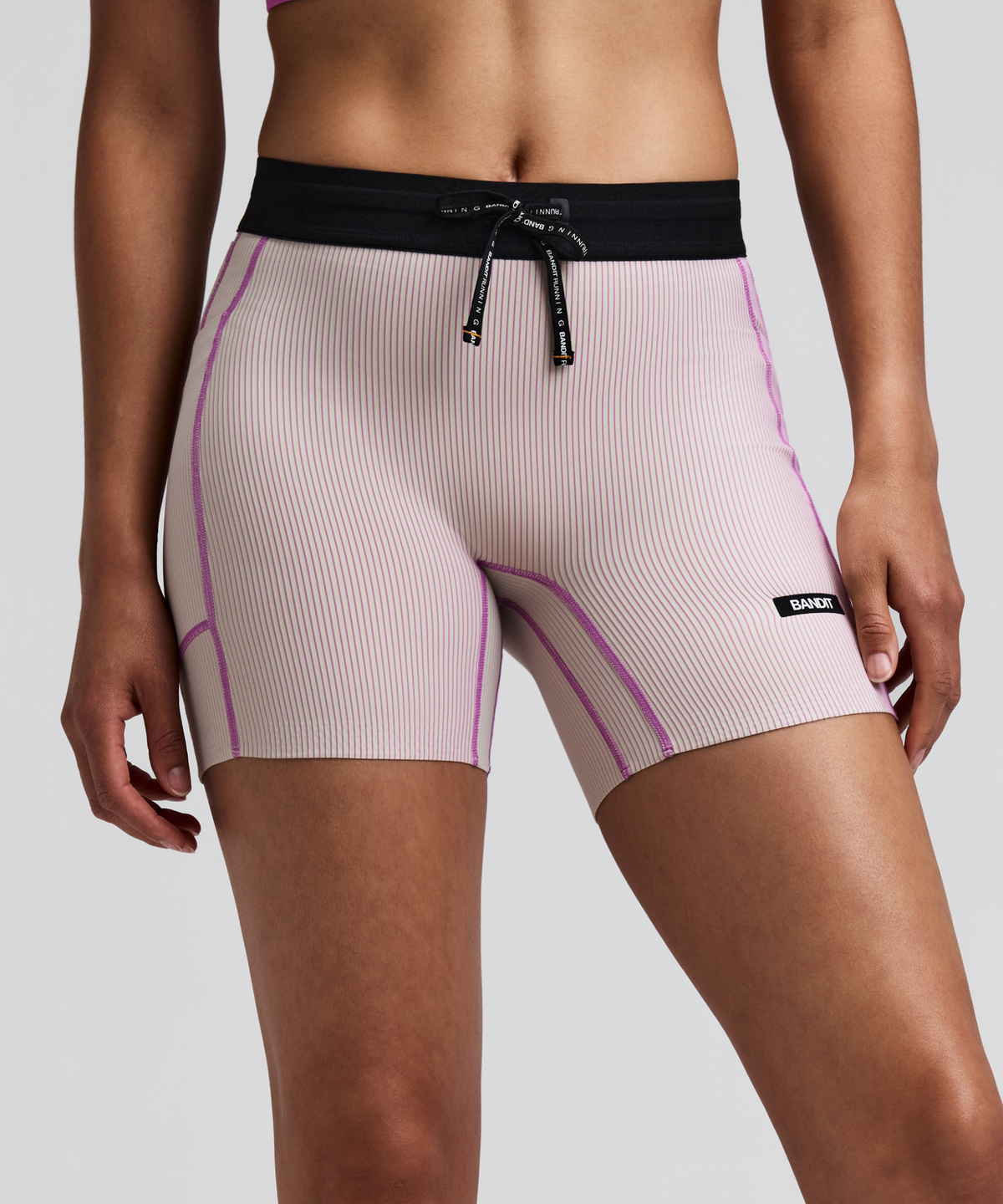 Women's Striped Cadence™ 5" Compression Shorts - Plaster / Orchid