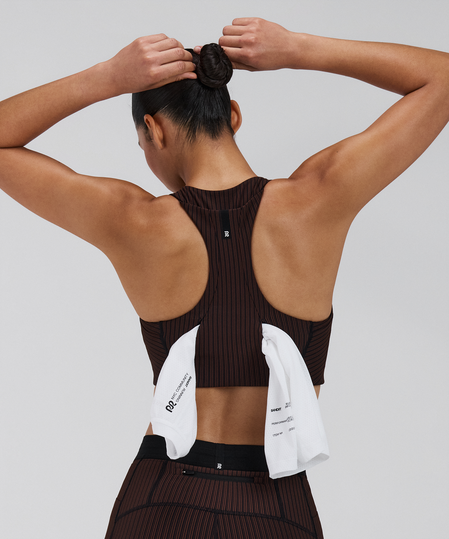 Women's Striped Cadence™ Longline Bra - Cacao / Black