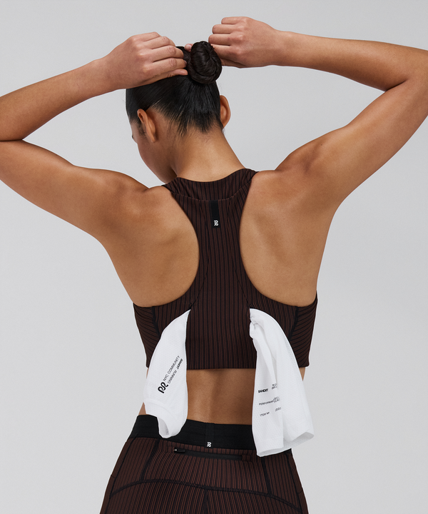 Women's Striped Cadence™ Longline Bra - Cacao / Black