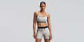 Thumbnail of Women's Striped Cadence™ Strappy Run Bra - Plaster / Slate