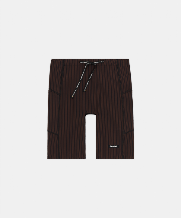Men's Striped Cadence™ 7 Pocket Lined Half Tights - Cacao / Black
