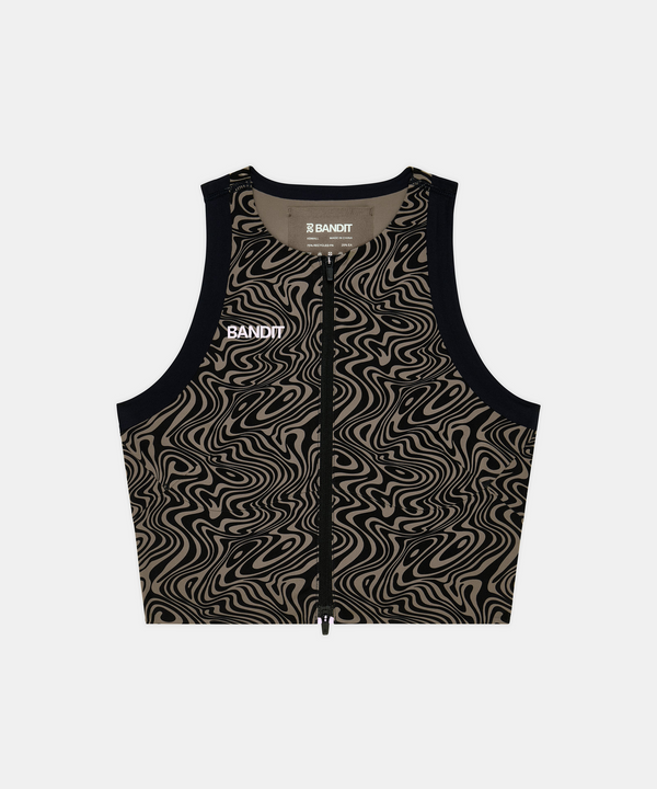 Women's Adapto™ 2-Way Zip Race Crop - Melted Marble Cocoa / Black