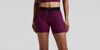 Thumbnail of Women's Striped Cadence™ 5" Compression Shorts - Espresso / Azalea