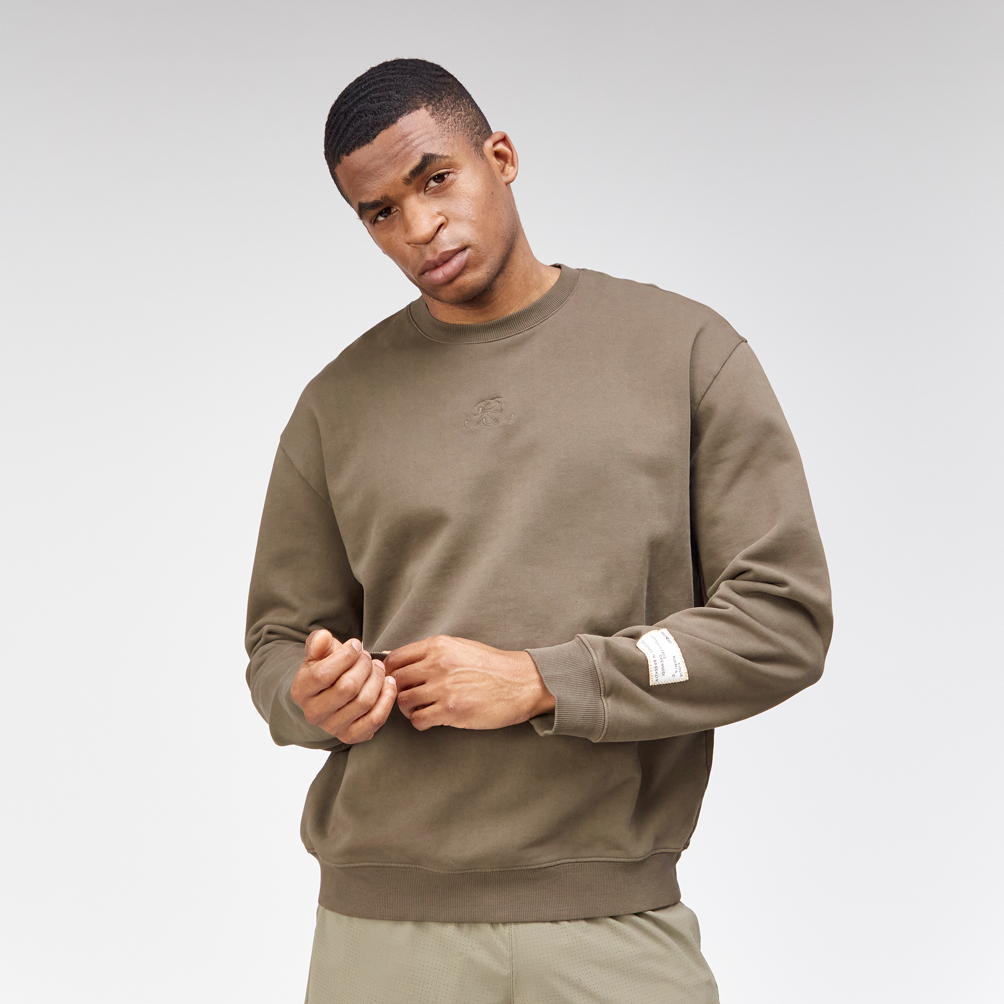 Cotton Fleece Crewneck - Unisex, Dark Fatigue