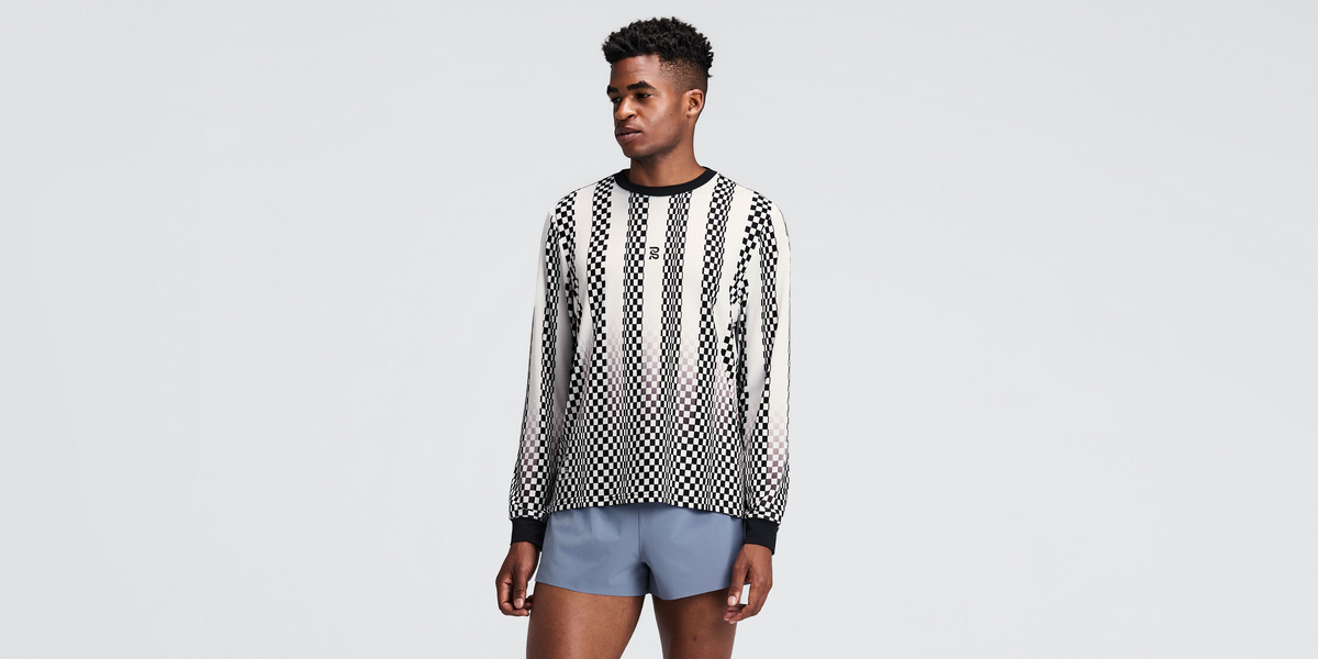 Men's Micromesh™ Long Sleeve - Checkerboard Stripe