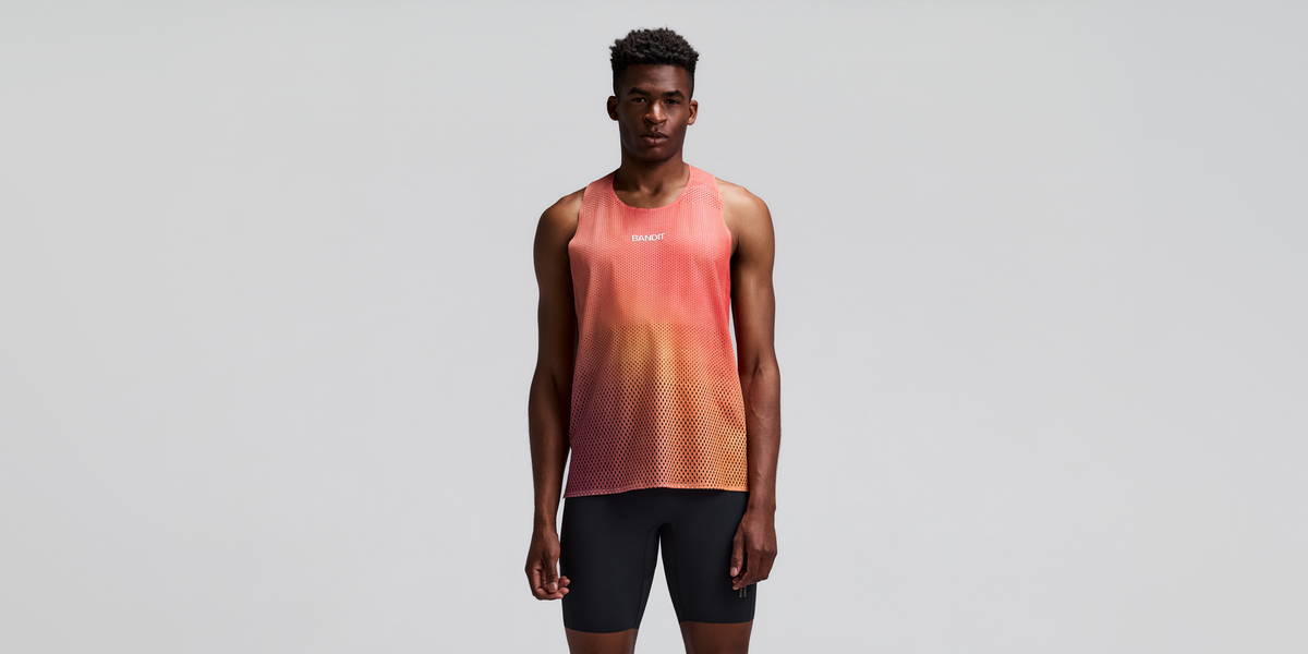 Men's Shredder™ Race Singlet with Flopack™ - Linear Gradient - Poppy / Copal