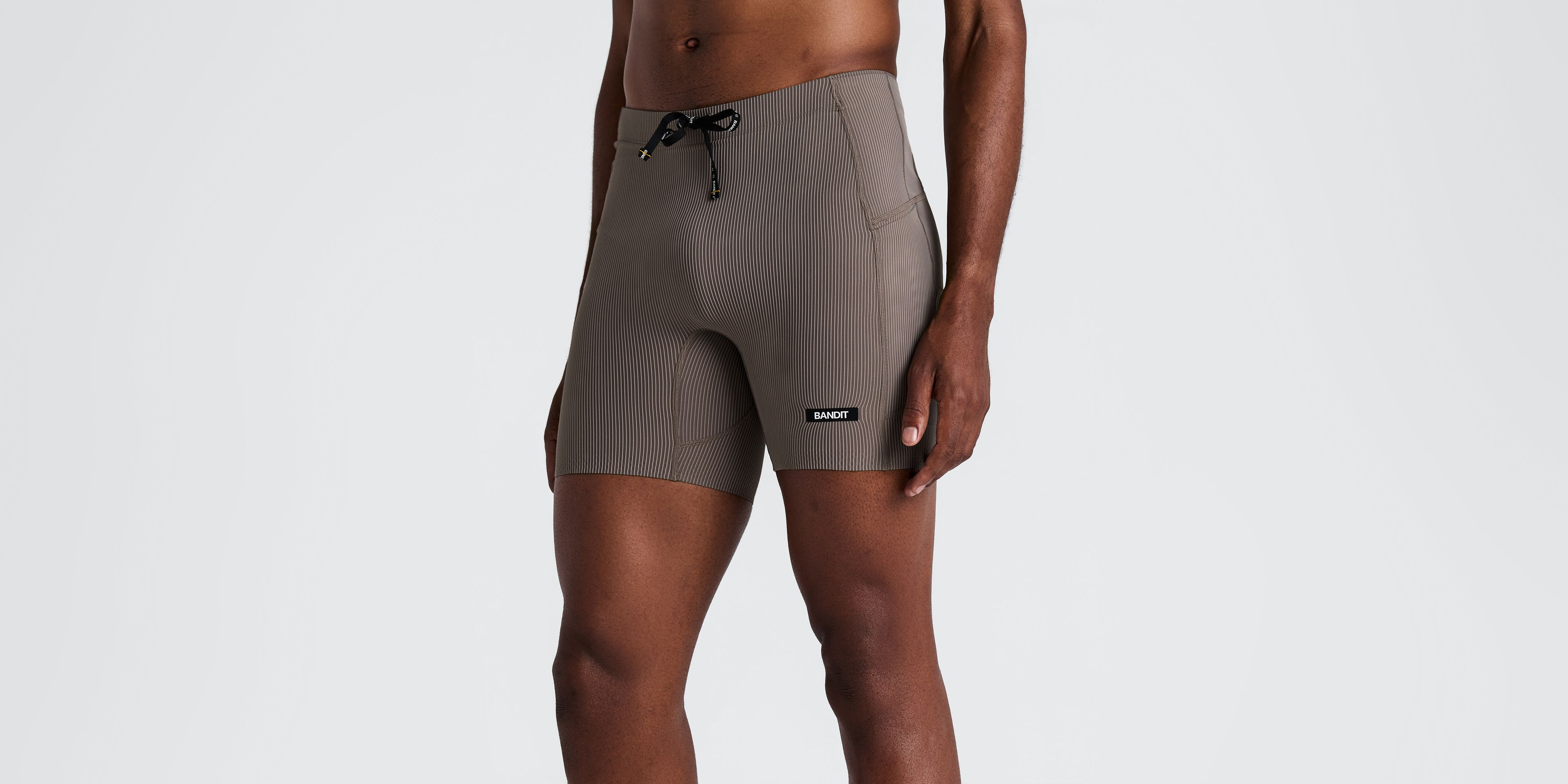 Men's Striped Cadence™ Quarter Tights - Concrete Taupe / Cocoa