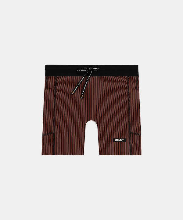 Women's Striped Cadence™ 5" Compression Shorts - Mahogany / Black