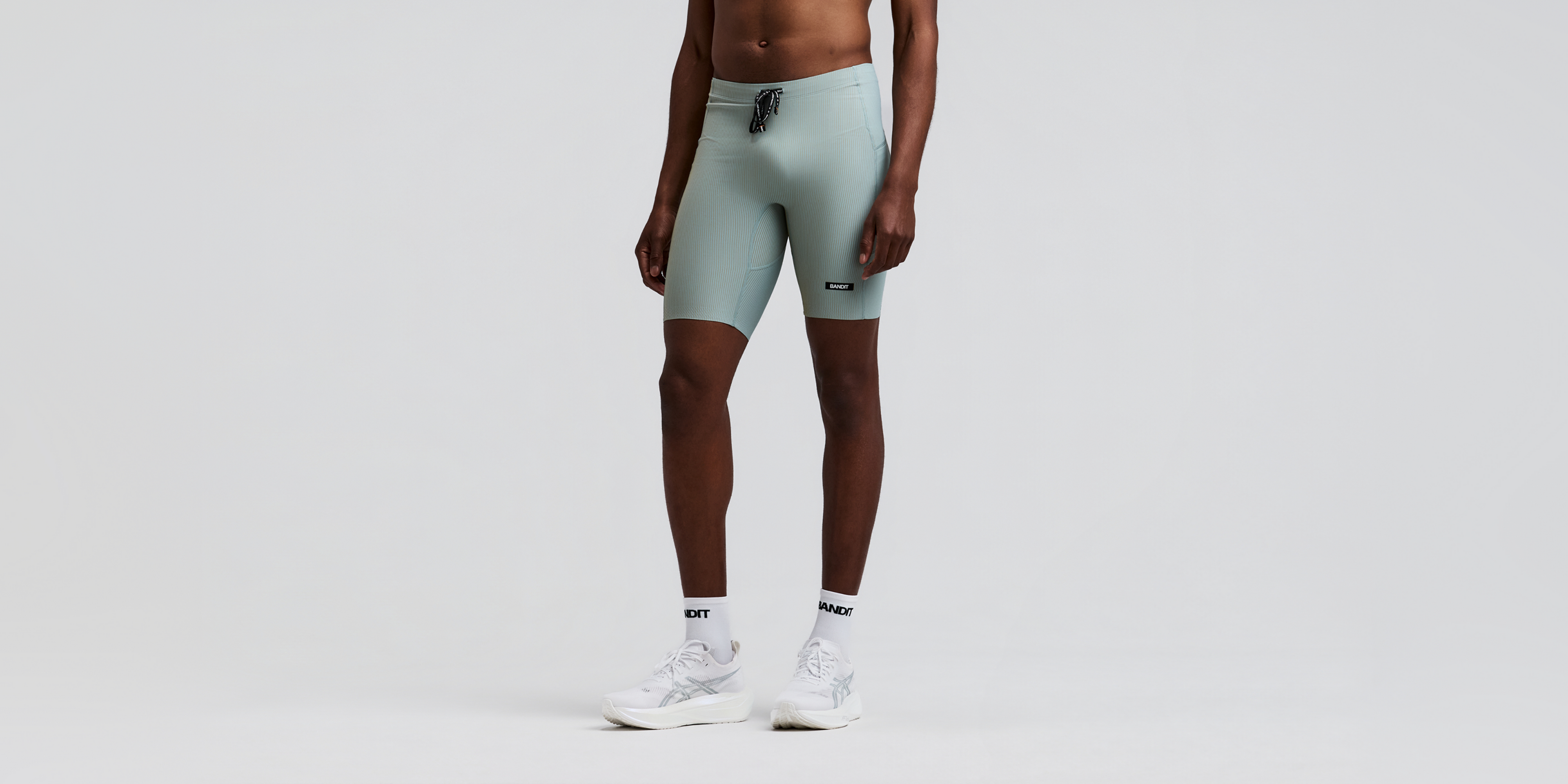 Men's Striped Cadence™ Half Tights - Lagoon / Copal