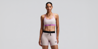 Thumbnail of Women's Striped Cadence™ Strappy Run Bra - Plaster / Orchid
