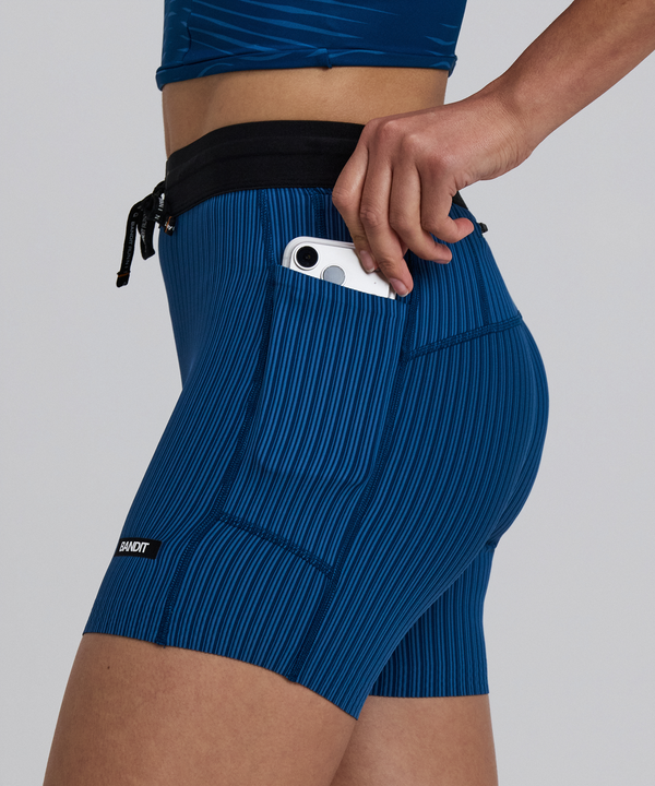 Women's Striped Cadence™ 5" Compression Shorts - Ink Blue / Aegean