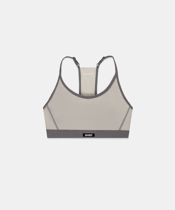 Women's Striped Cadence™ Strappy Run Bra - Plaster / Slate