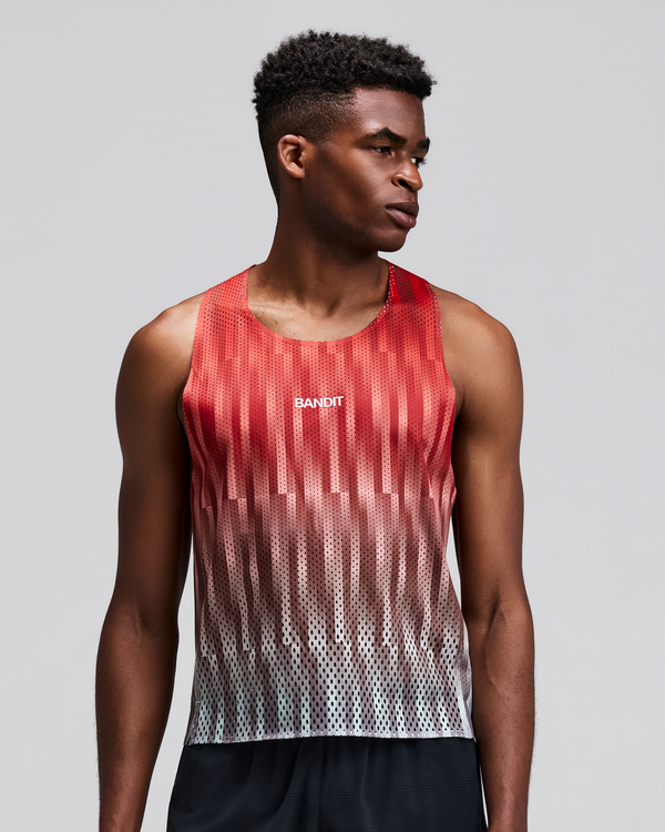 Men's Shredder™ Shorty Race Singlet - Uneven Gradient - Poppy