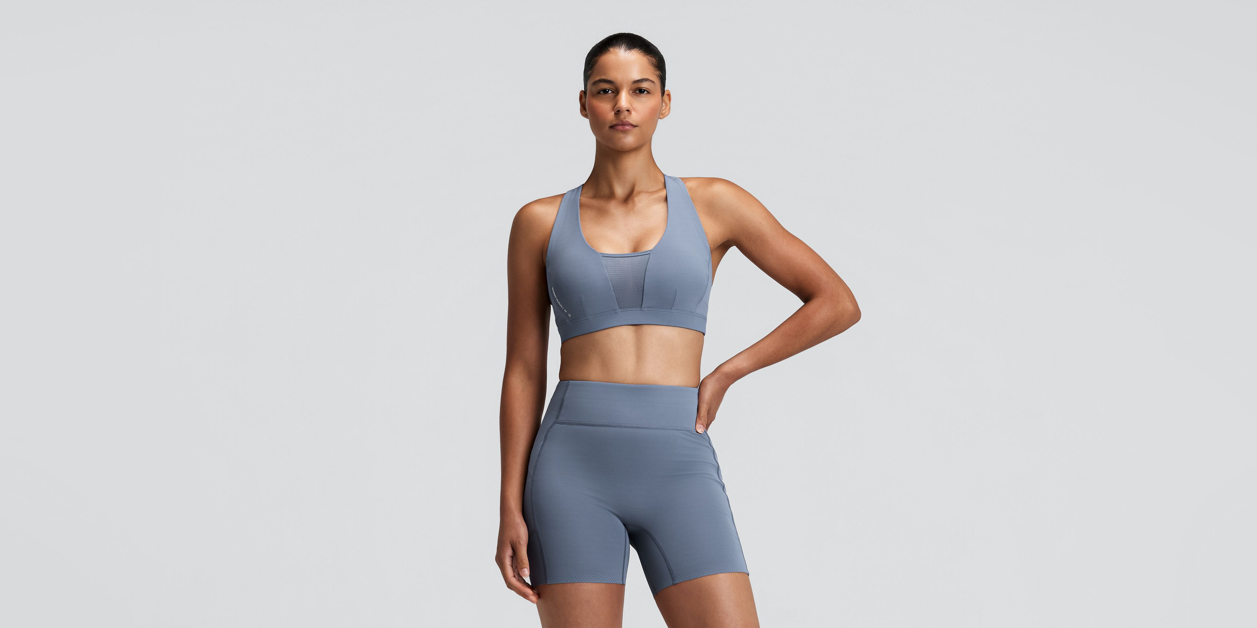 Women's Vanisher™ GeoMesh™ V-Neck Run Bra - Steel Horizon