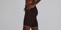 Thumbnail of Men's Striped Cadence™ 7 Pocket Lined Half Tights - Cacao / Black