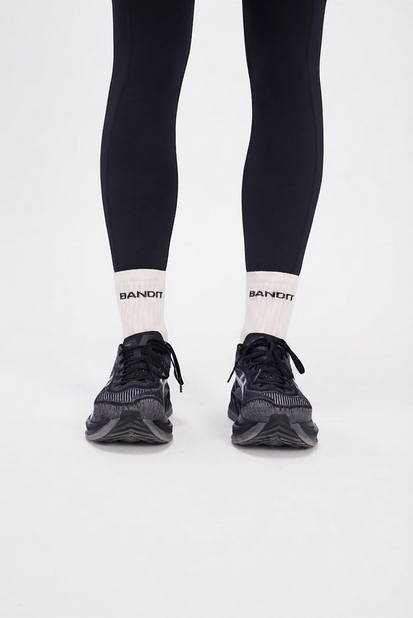Merino Wool Run Socks - White / Black (2 Pack)