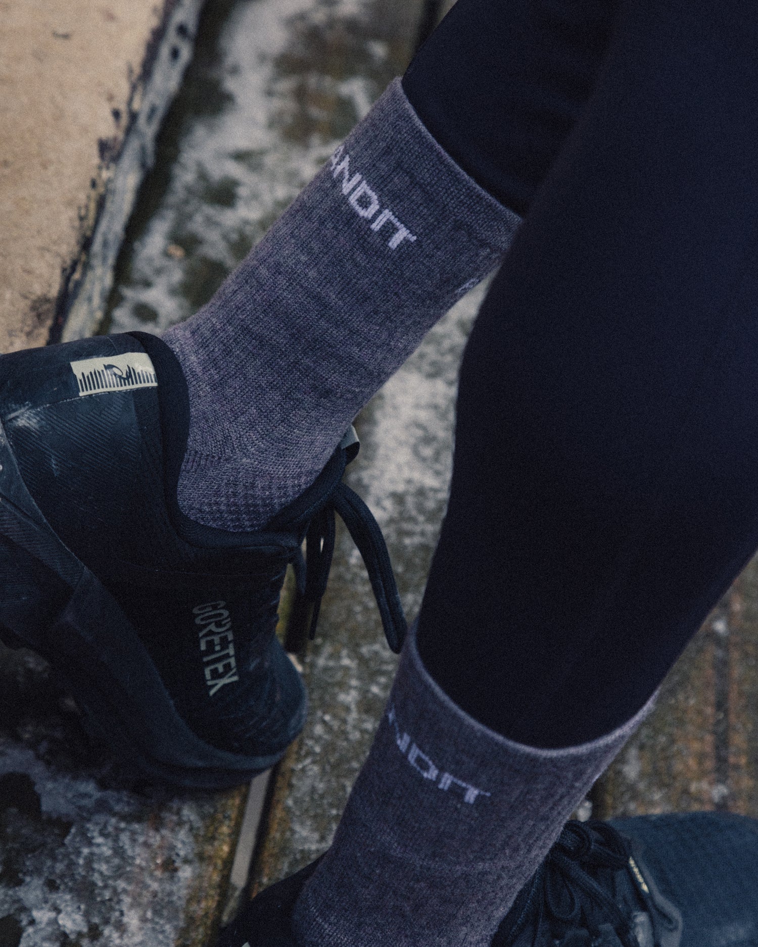 Merino Wool Run Socks - Haze / White (2 Pack)