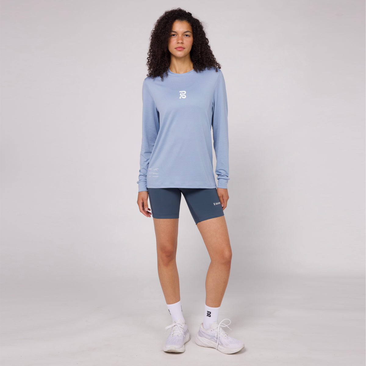 Micromesh™ "Geometry" Long Sleeve Tee - Unisex, Smokey Blue