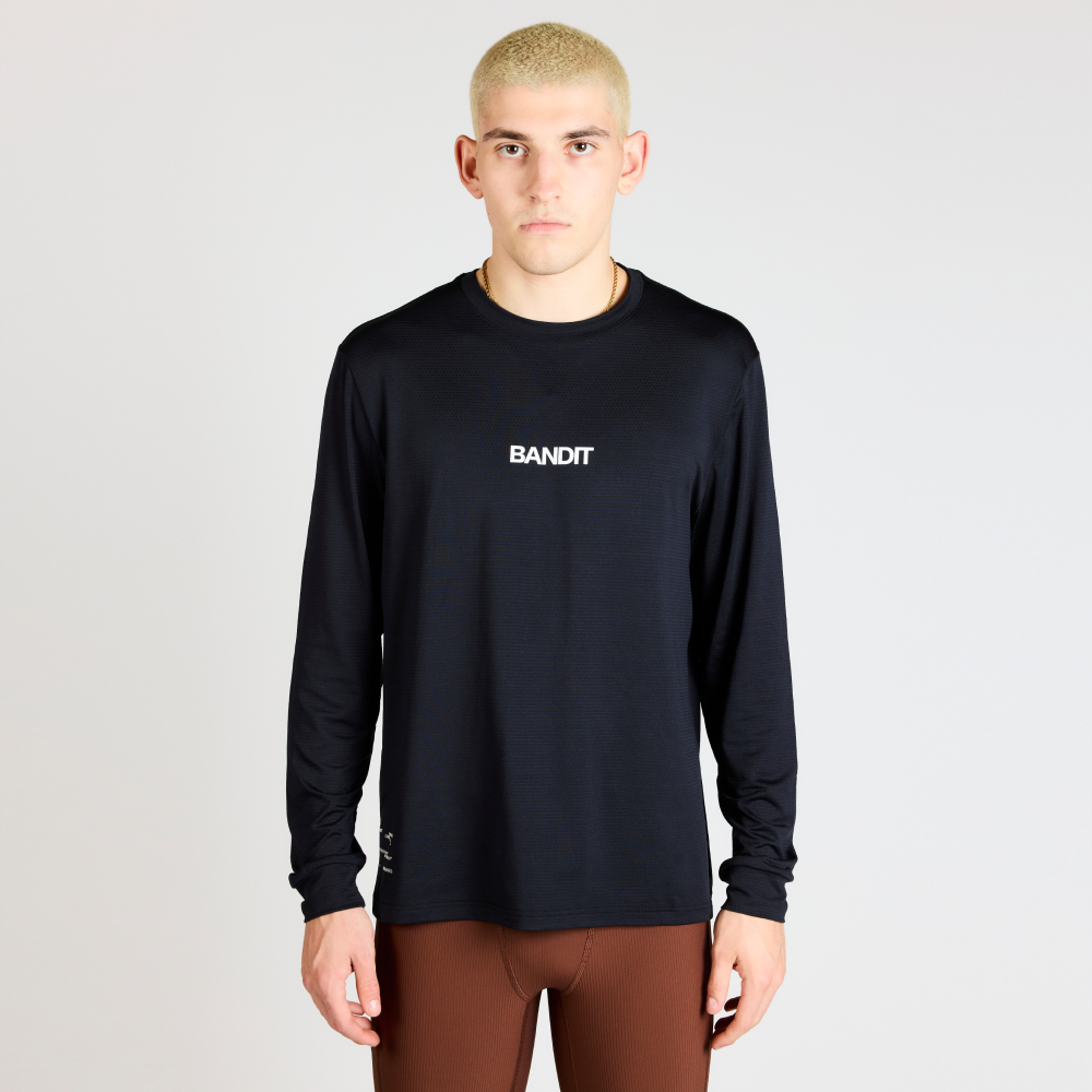 Micromesh™ "Topographic" Long Sleeve Tee - Unisex, Black