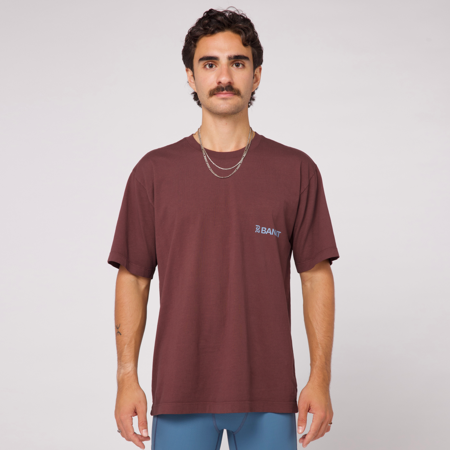 The Community Tee, Unisex - Chocolate with Smokey Blue