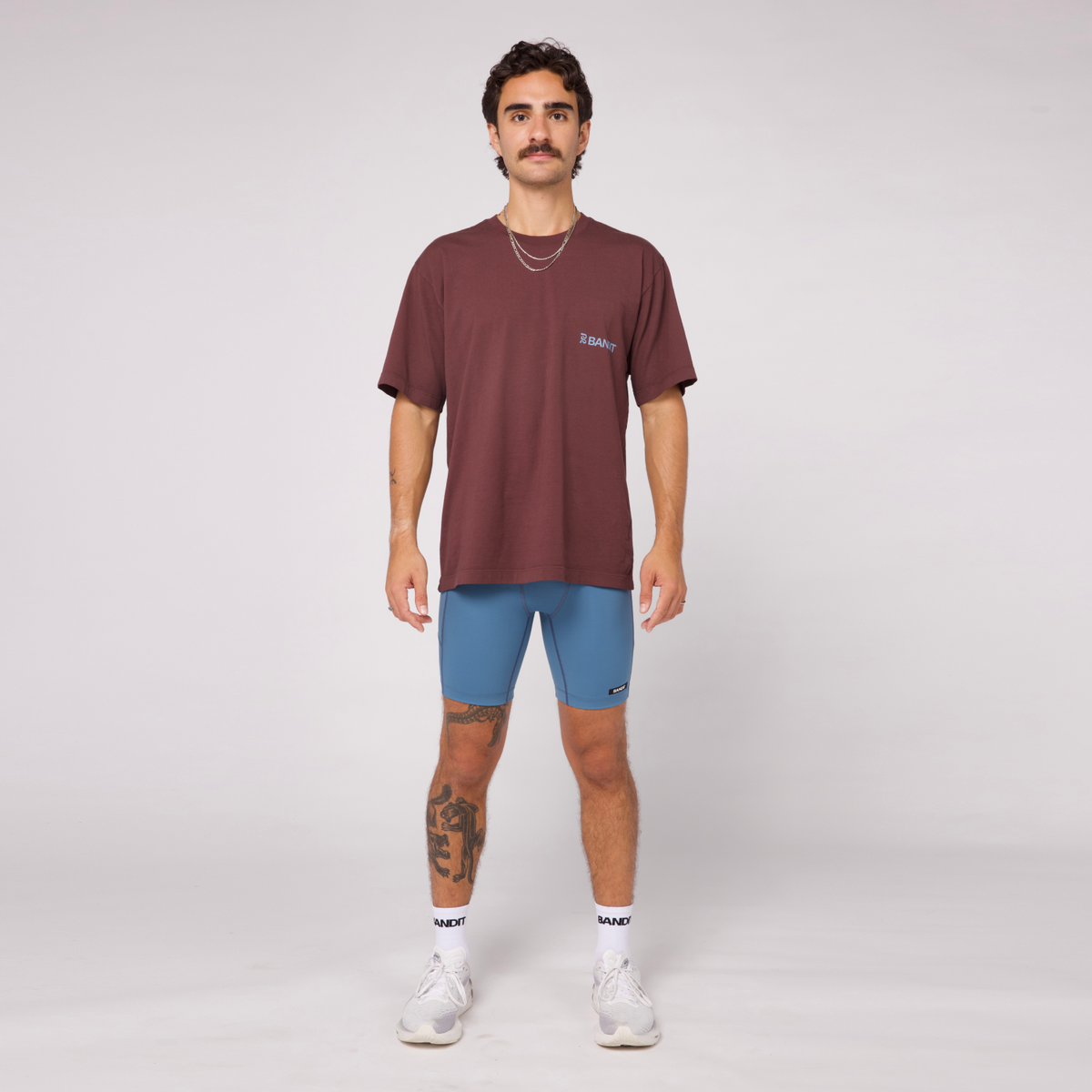 The Community Tee, Unisex - Chocolate with Smokey Blue