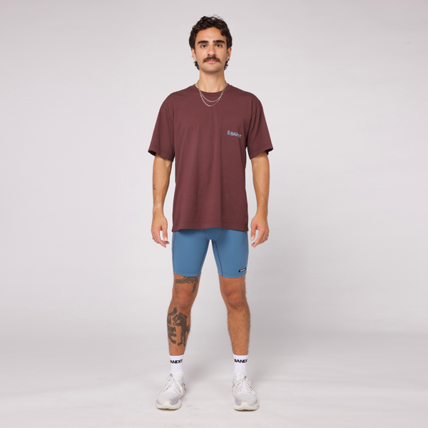 The Community Tee, Unisex - Chocolate with Smokey Blue