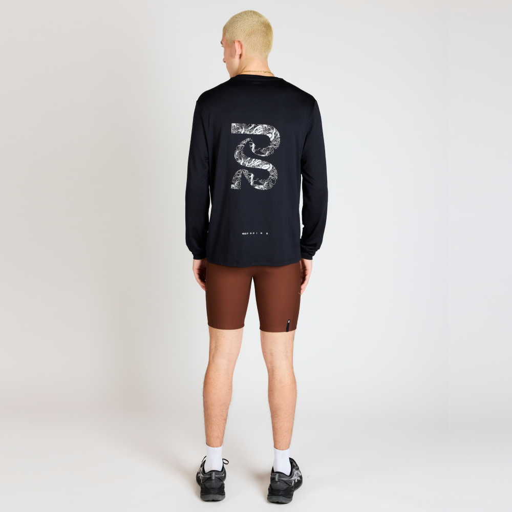 Micromesh™ "Topographic" Long Sleeve Tee - Unisex, Black